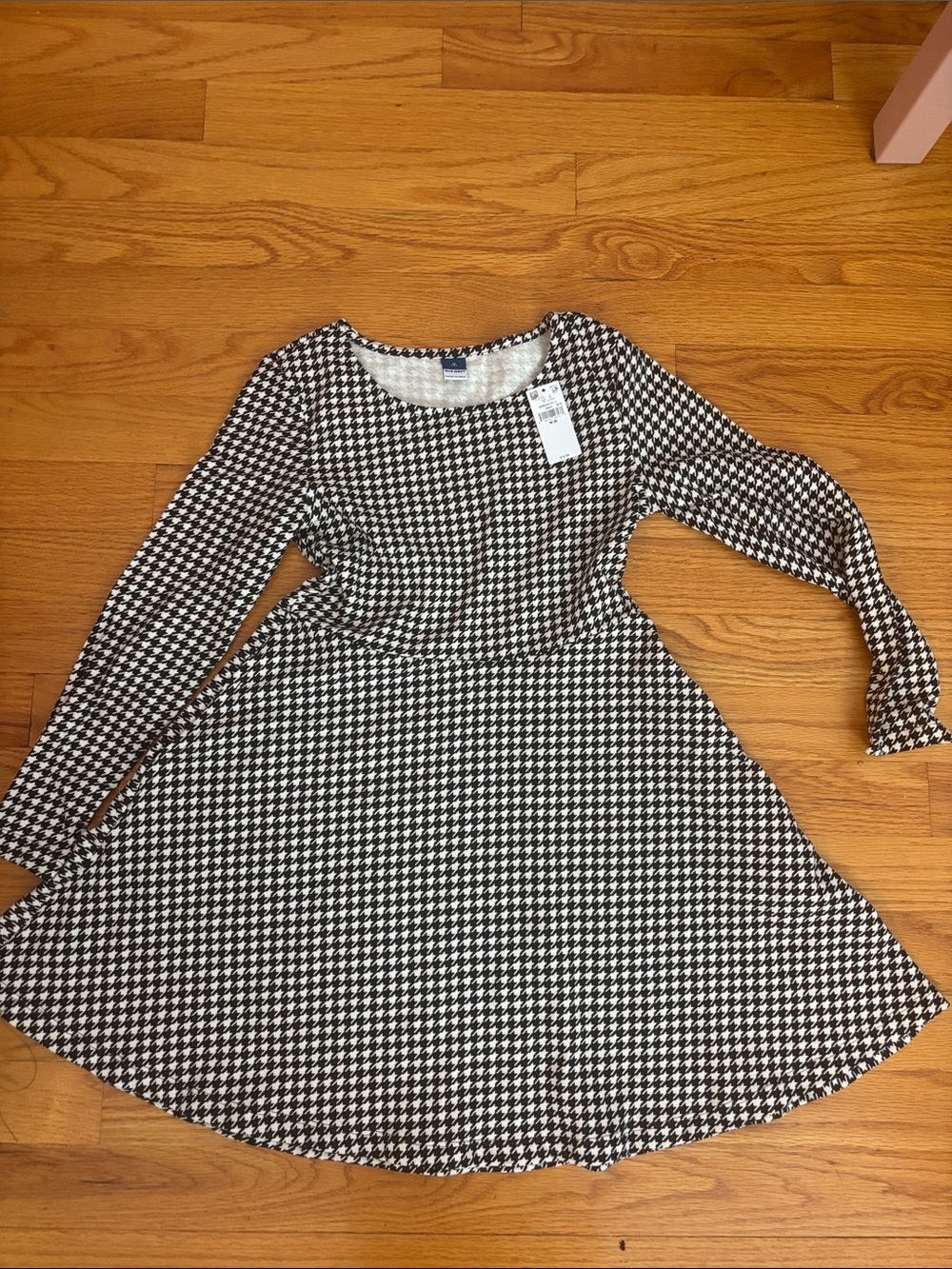 Old Navy Girls Black and White Houndstooth Fit & Flare Dress